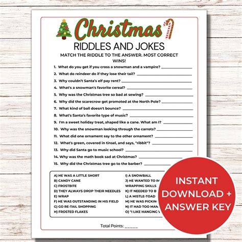 Christmas Riddles with Answers Printable - FREE Printable A-Z