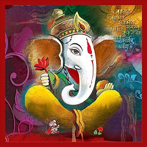 Wallpics Vinyl Lord Ganesh Painting Waterproof Wall Stickers for Living ...