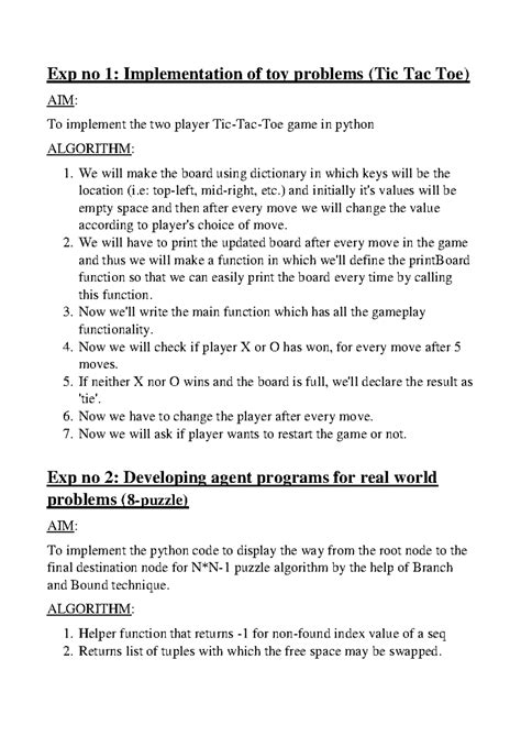 AI Algorithms and Applications: Implementation of Toy Problems (CS101 ...