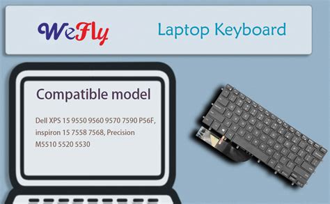 Wefly Laptop Keyboard Compatible for Dell XPS 15 9550 9560 9570 7590 ...