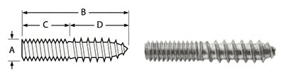 Stainless Steel Hanger Bolts | 316 SS Hanger Bolt 3/8, 5/16, 10-24, 1/2