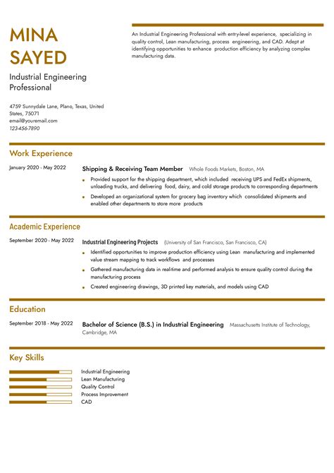 Engineering Internship Resume Examples 的图像结果