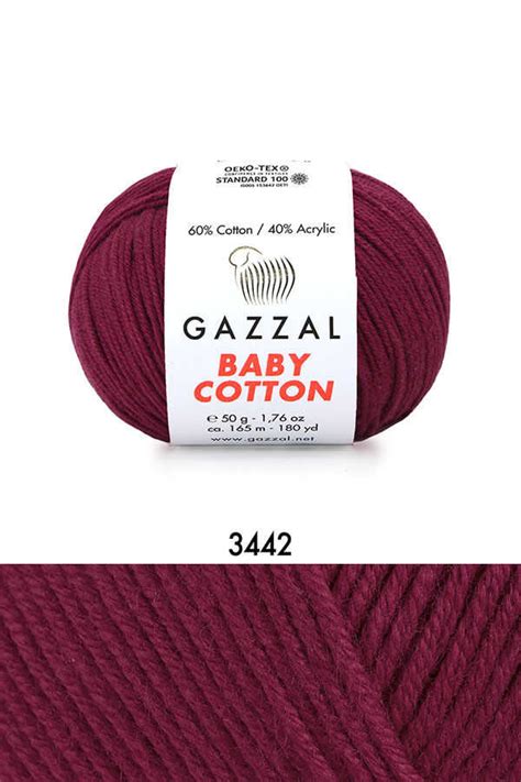 GAZZAL BABY COTTON 3442 Bordo PAMUKLU (COTTON) ÖRGÜ İPLİKLER GAZZAL ...