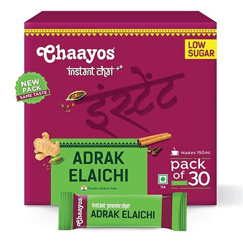 Buy Chaayos Instant Tea Premix - Low Sugar - Adrak Elaichi Flavour (30 ...