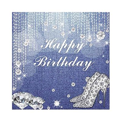 Buy CSFOTO 8x8ft Happy Birthday Backdrop for Women Denim and Diamond ...