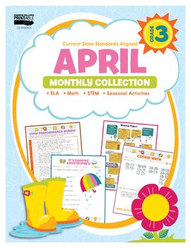 April Monthly Collection, Grade 3 Printable 109404-E1 | TPT
