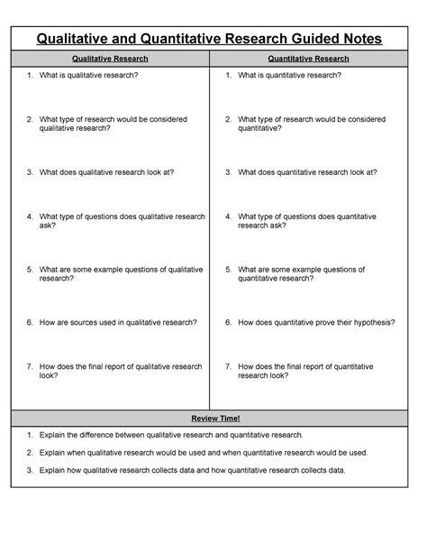 Qualitative and Quantitative Research Study Questions (review practice ...