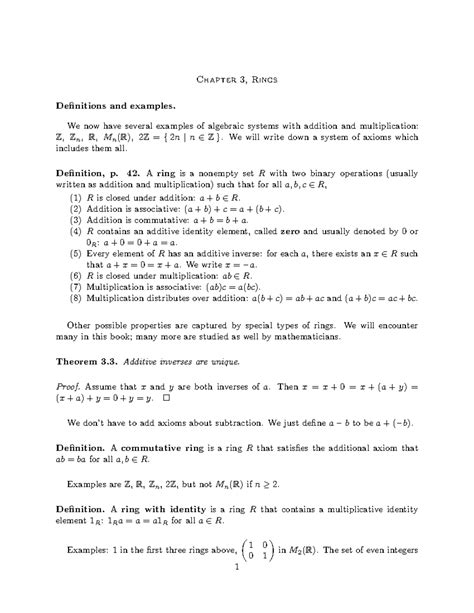 412notes 3 - Bbb - Chapter 3, Rings Definitions and examples. We now ...