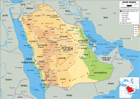 Saudi Arabia Map (Physical) - Worldometer