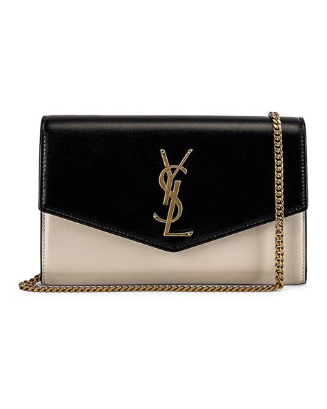 Saint Laurent Uptown Chain Wallet Bag in Nero & Crema Soft | FWRD