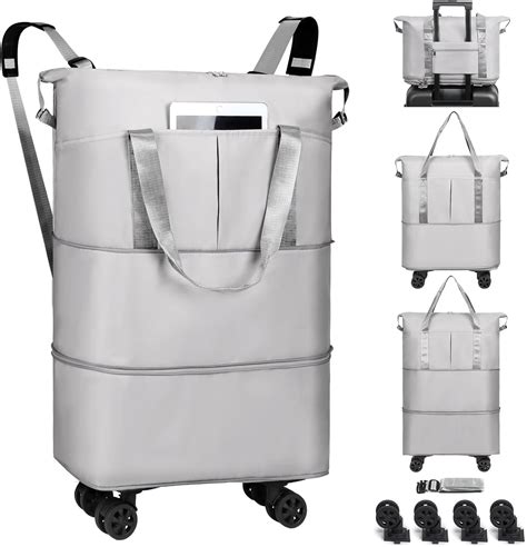 Amazon.com | VOOWO Duffel Bag with Wheels - Rolling Foldable Expandable ...