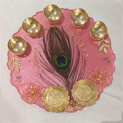 Resin Pooja Thali – Handcrafted Decorative Puja Plate for Festivals ...