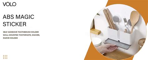 VOLO Plastic Self Adhesive Magic Sticker Wall Mounted Toothbrush Holder ...