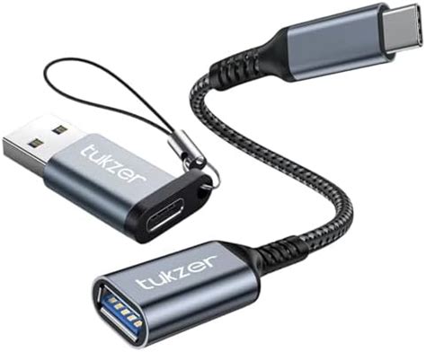 Tukzer Pack of 2, USB Type C to USB 3.0 Nylon Braided Converter and USB ...