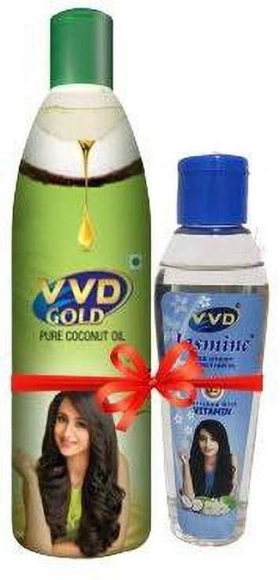 VVD Combo Pack - Gold Pure Coconut oil 500ml and 50ml Jasmine oil Hair ...