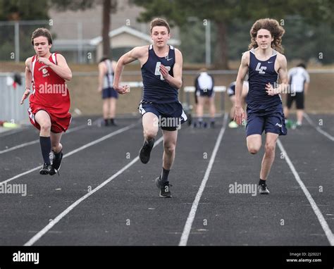Track and Field action with Lake City vs Sandpoint High School in Coeur d'Alene, Idaho Stock ...