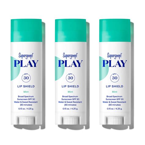 Supergoop! PLAY Lip Shield SPF 30 with Mint - 3 Pack | Hydrating Reef ...