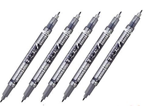 Tombow Fudenosuke Brush Pen Twin Tip, Black & Gray, 5-Pack Value set ...