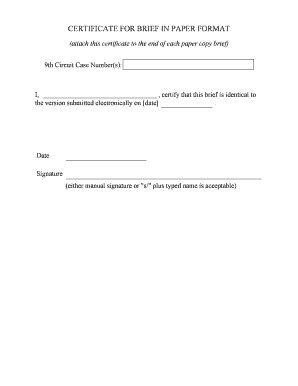Certificate for Brief in Paper Format - Blank Fillable Template | Fill ...