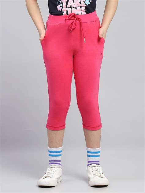 Buy Girls Pink Solid Regular Fit Capri Online in India - Monte Carlo