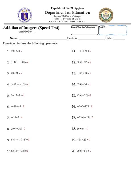 Image result for Addition Number Speed Test