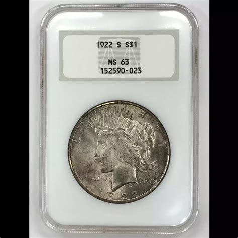 1922-S Peace Silver Dollar NGC MS-63 - Old Pueblo Coin