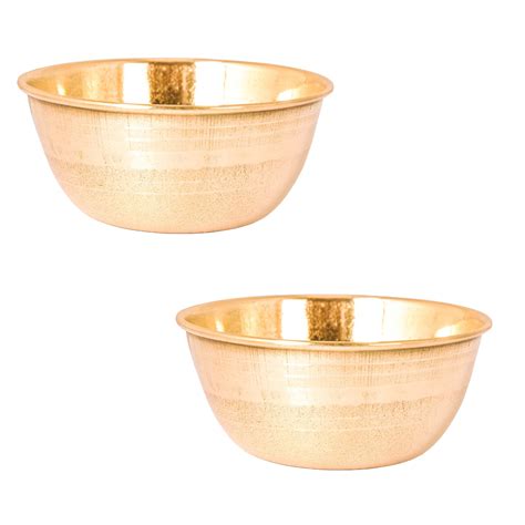 SHIV SHAKTI ARTS Brass Bowl Katori Vaati Set with Silver Touch Designs