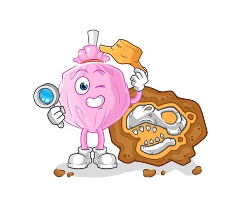 Leuke snoeparcheologen met fossielen mascotte cartoon vector | Premium ...