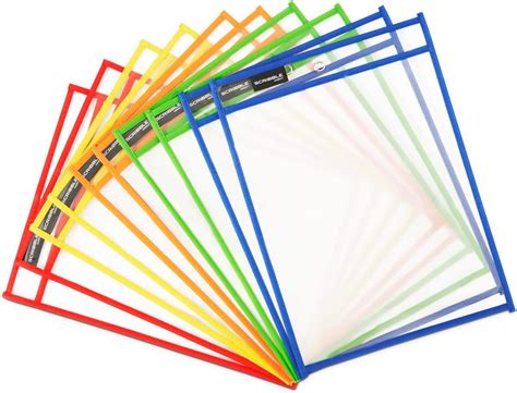 Learning Resources Write and Wipe Pockets, 5 Colorful Classroom Dry ...