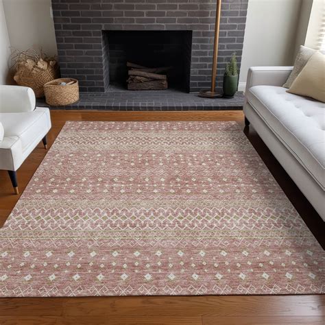 Addison Rugs Chantille Indoor/Outdoor Transitional Boho Blush Washable ...