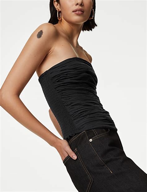 Buy Shirred Detail Bandeau Top at Marks & Spencer