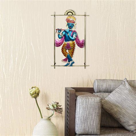 Handicrafts Paradise Wrought Iron Decorative Krishna Wall Decor ...