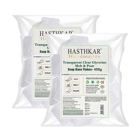 Hasthkar Handmades Clear Glycerine Soap Base Flakes - 450gm (Pack of 2 ...