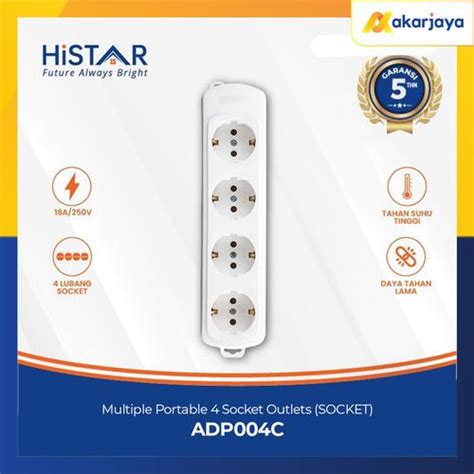 Promo HISTAR ADP004C Stop Kontak 4 Lubang Tahan Api Multiple Portable ...