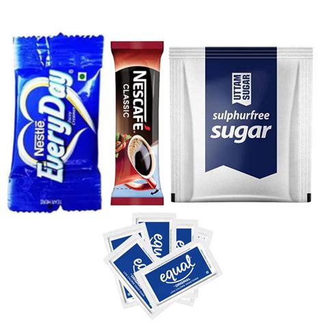 Nes-tle Coffee Combo Pack (150 Milk Sachet + 200 Sugar Sachet + 60 ...