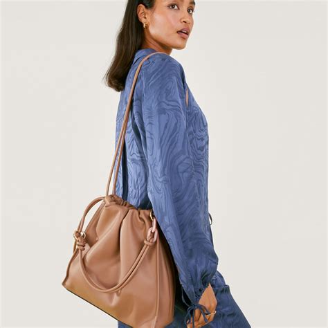 Buy Large Mink Ruched Shoulder Bag - Accessorize India