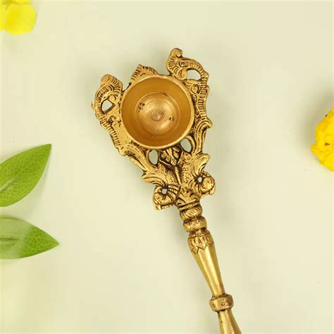Buy 11" Brass Lord Krishna Pooja Hawan Spoon Online – Ethnic India ...