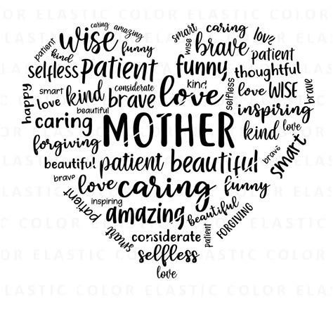 Mothers Day Svg, Mothers Day Word Cloud Heart, Mom Quote Cricut,mom ...
