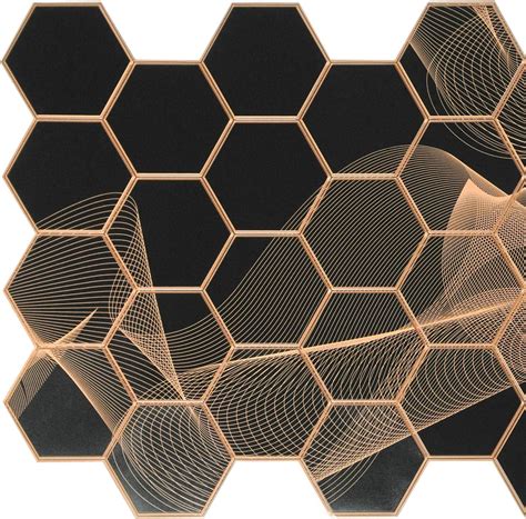 Dundee Deco Black Gold Hexagon 3D Wall Panel, India | Ubuy