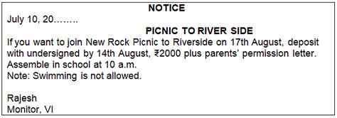 Notice Writing - Class 6 PDF Download