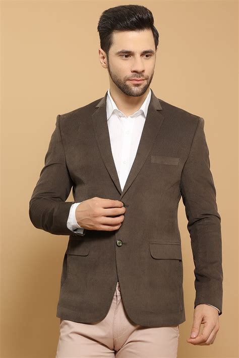 WINTAGE Men's Corduroy Cotton Green Blazer : Green