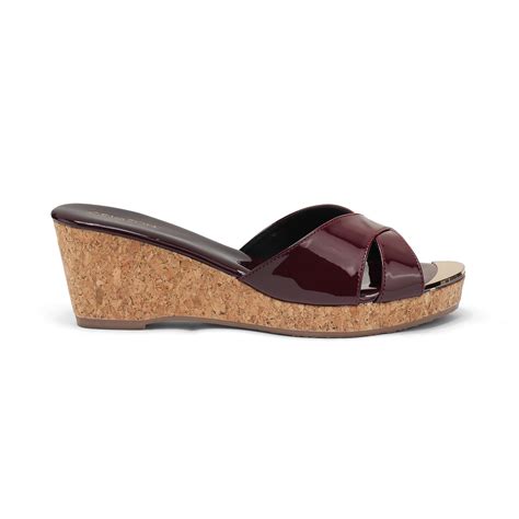 Crimzon Women Aiyana Burgundy Wedges 2.5 Inch Heel Faux Leather