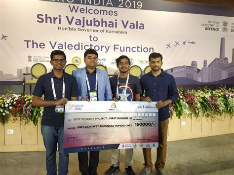 First Runner Up Prize for Best Student Project in Aero India 2019 ...