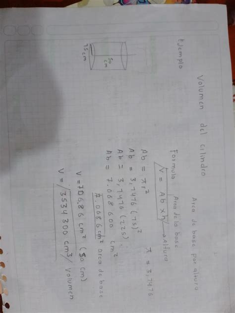 Indica la fórmula para calcular el volumen de un cilindro. - Brainly.lat