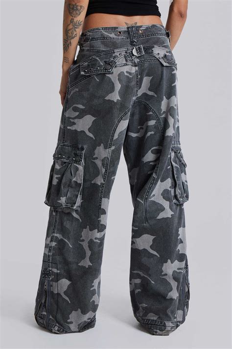 Washed Black Trooper Camo Cargo Pant | Jaded London