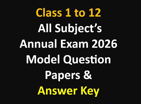 Std 1 to 12 All Subjects Annual Examination (2026) Model Question ...
