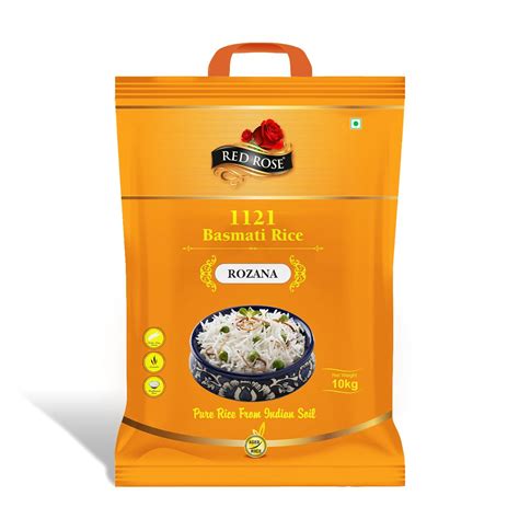Red Rose Rozana Basmati Rice 10Kg, Perfectly Aged, Rich Aroma, Mini ...