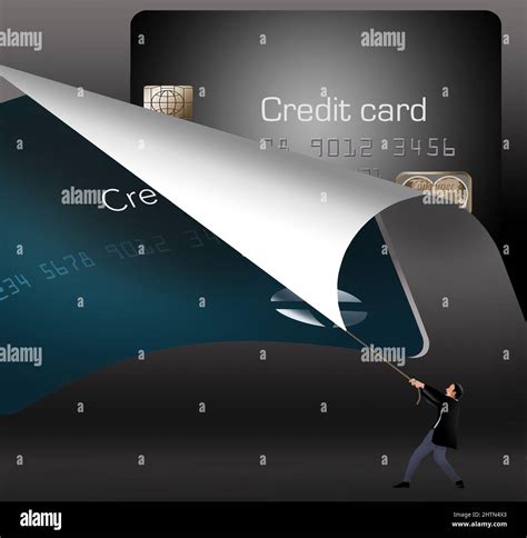 A man pulls back a curtain to revel a new credit card in a 3-d ...