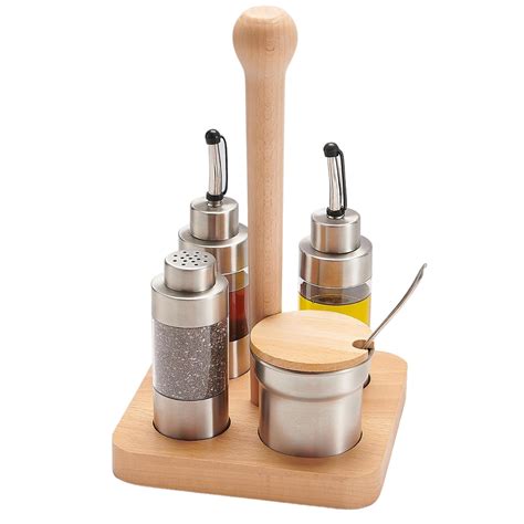 Buy Kimikata Cruet Set – 5PCS Stainless Steel & Plastic Oil Vinegar ...