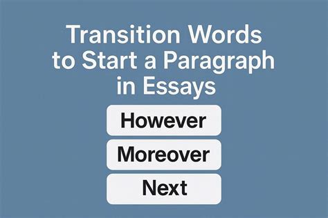 Transition Words to Start a Paragraph in Essays
